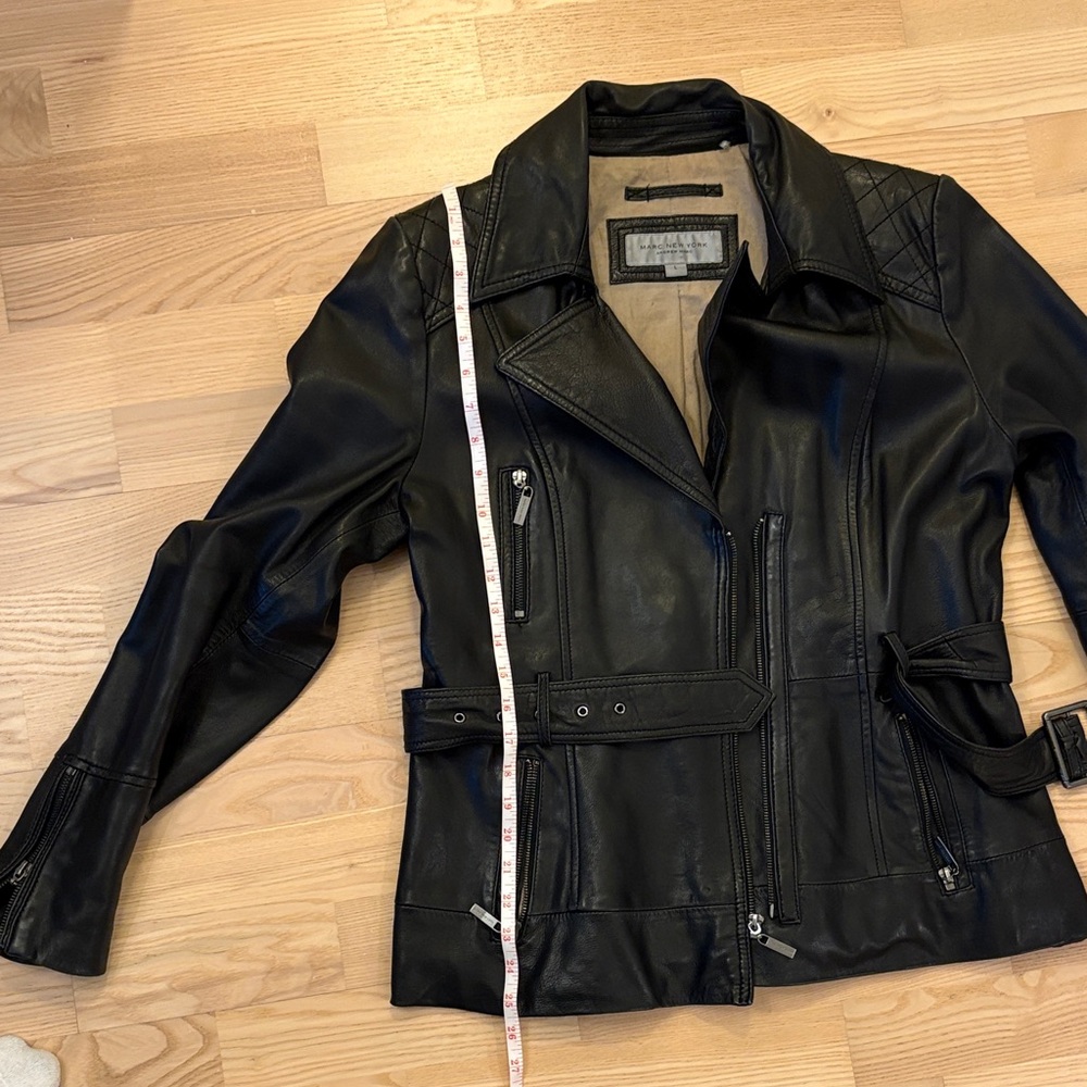 Marc New York Black Leather Belted Jacket - Picture 14 of 14